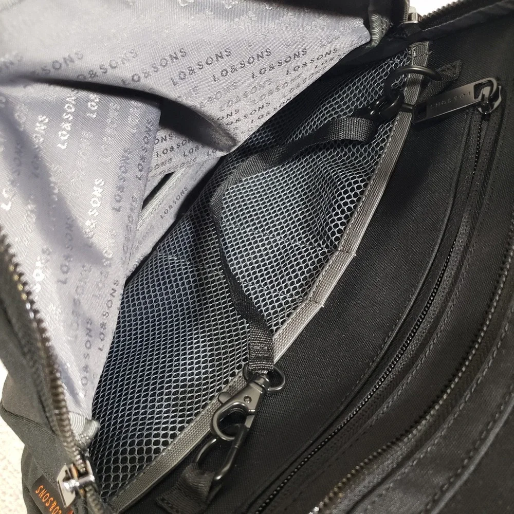 Lo and Sons Hanover Supreme Backpack Black Waxed Poly 16
